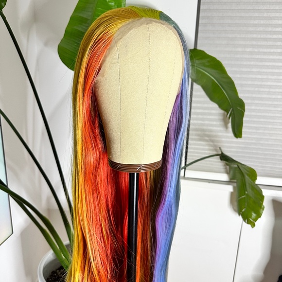 Straight Mermaid Rainbow Lace Front Wig - Picture 12 of 15